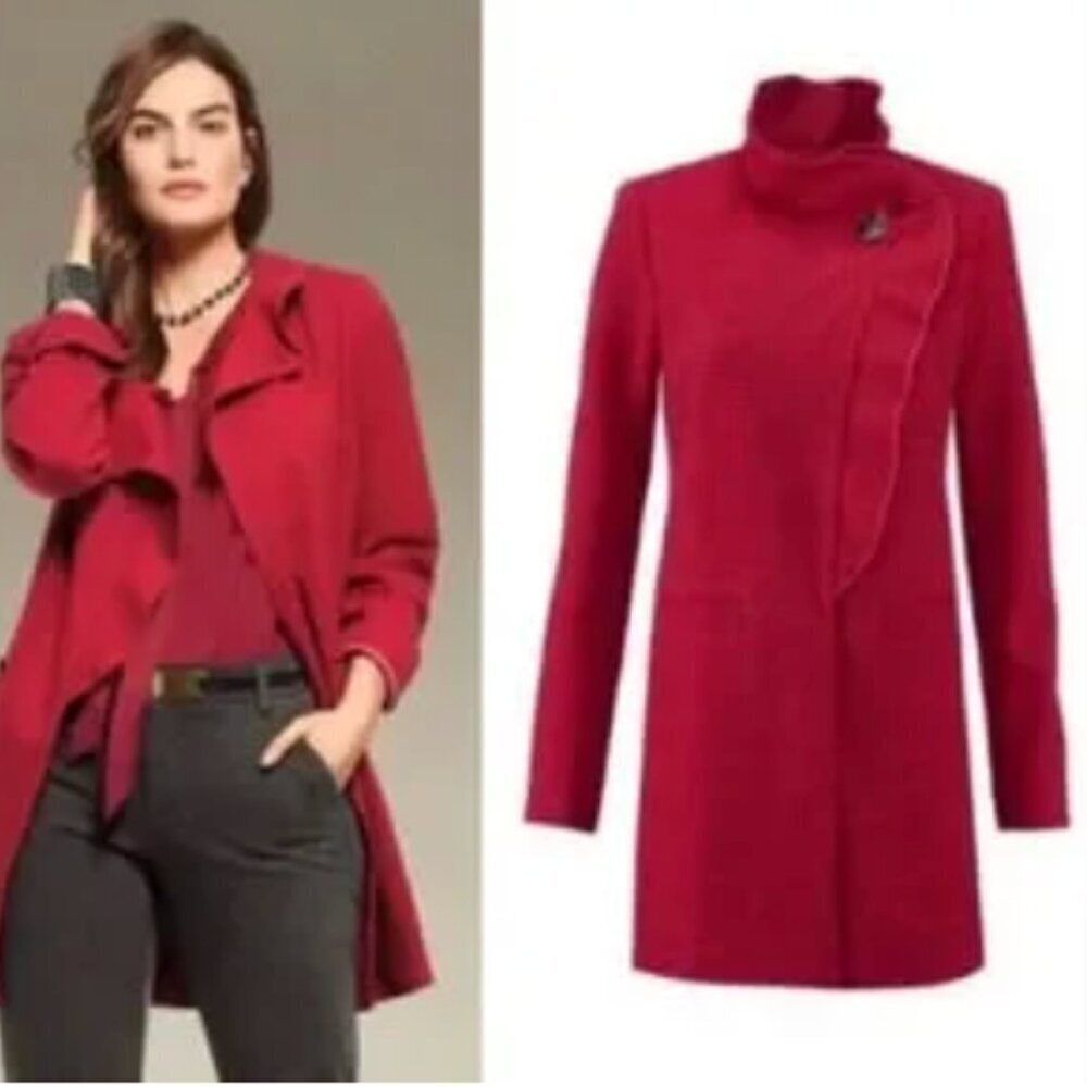 CAbi 3546 Red Houndstooth Celebration Jacket Blazer Coat Small